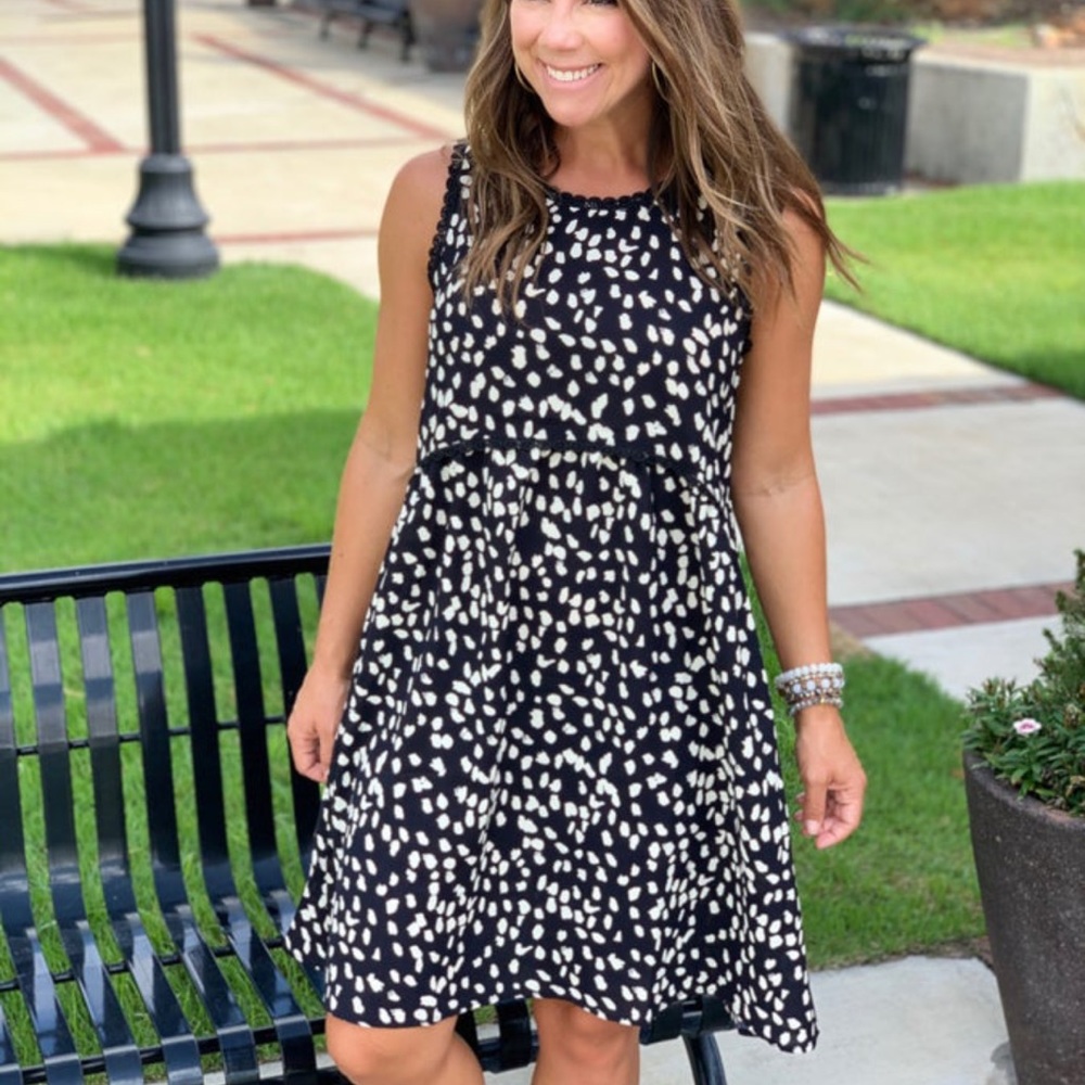 NWT Polka Dot Lace Detail Boutique Dress